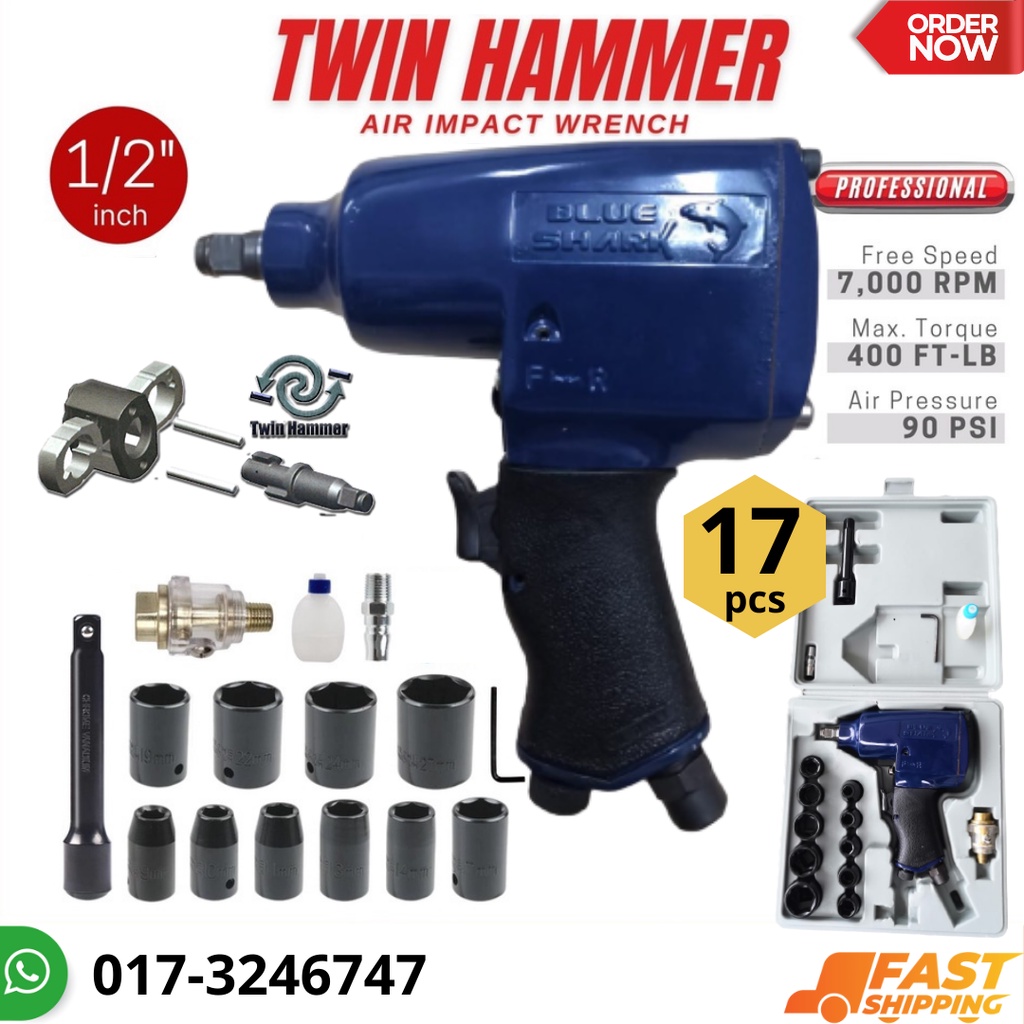Pembuka Nut Tayar Kereta Professional Air Impact Wrench Set Spanar Kit