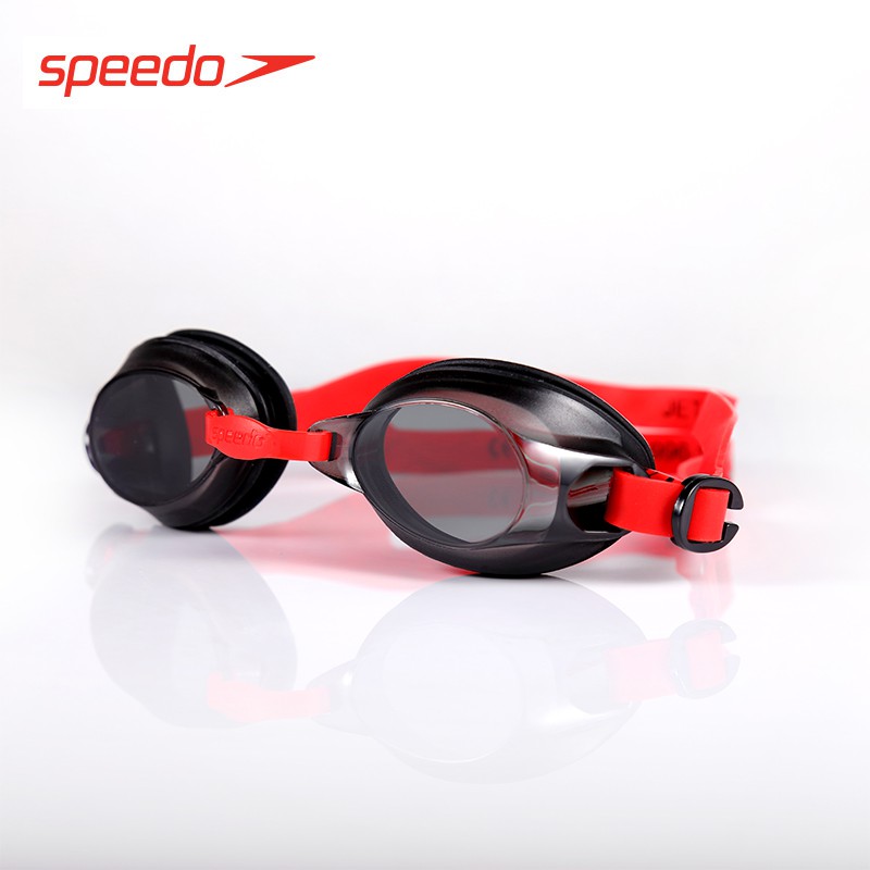 red swimming goggles