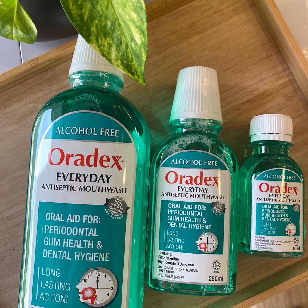 Oradex Everyday Green/Hijau Antiseptic Mouthwash 750ml/250ml/90ml