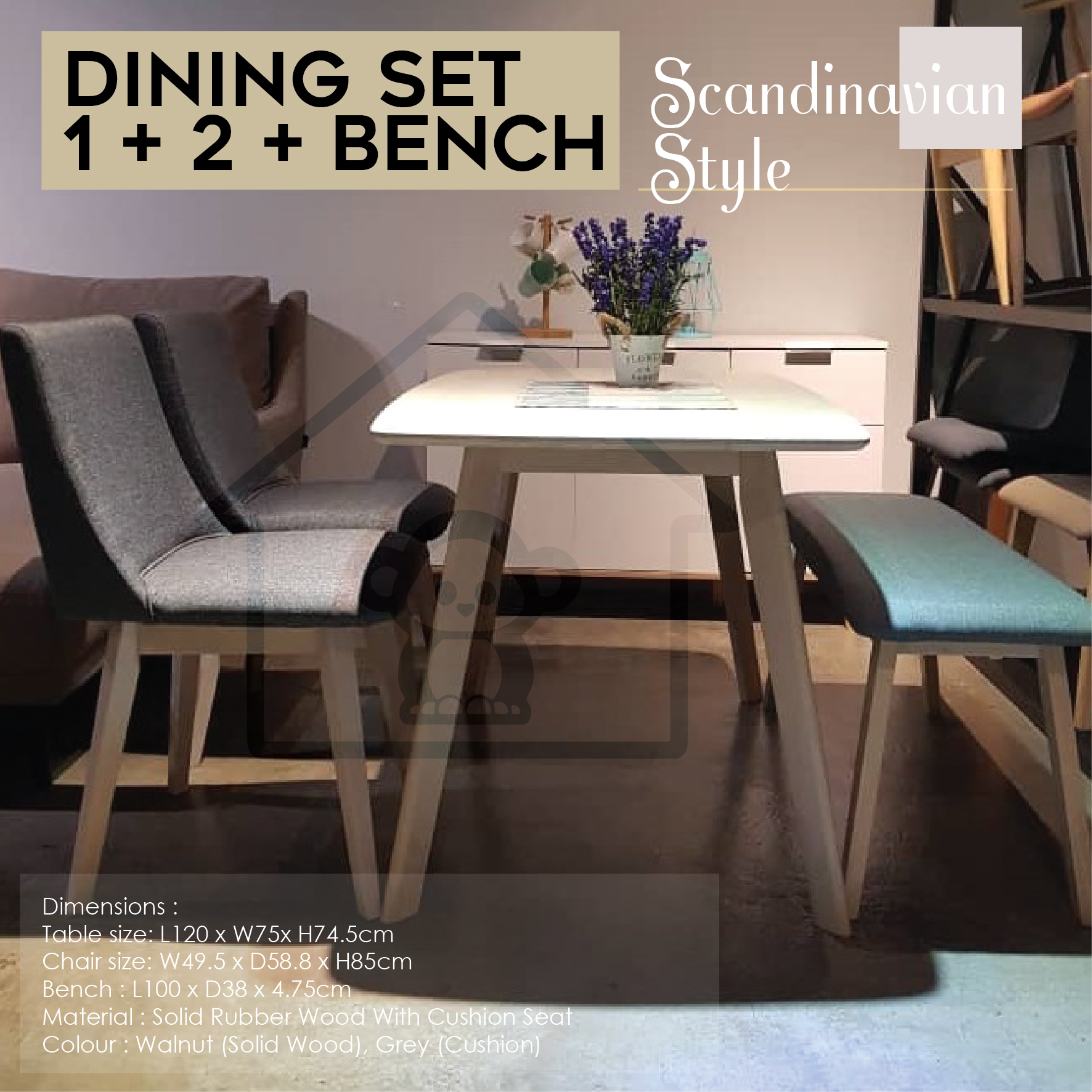 Bench Scandinavian Style Dining Room, Bench Style Dining Table Set