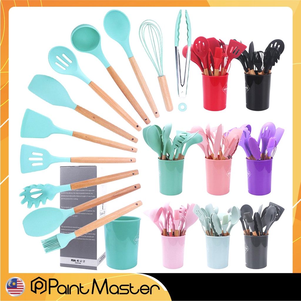 12pcs silicone utensils cooking sets nonstick cookware set kitchen