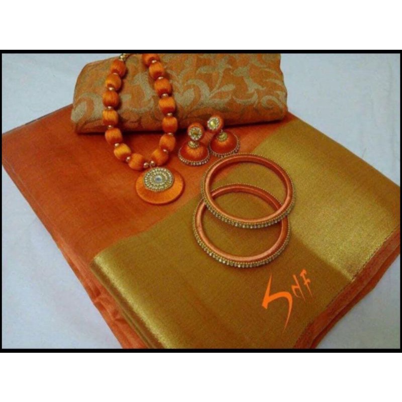 Silk Saree with Jewellery set