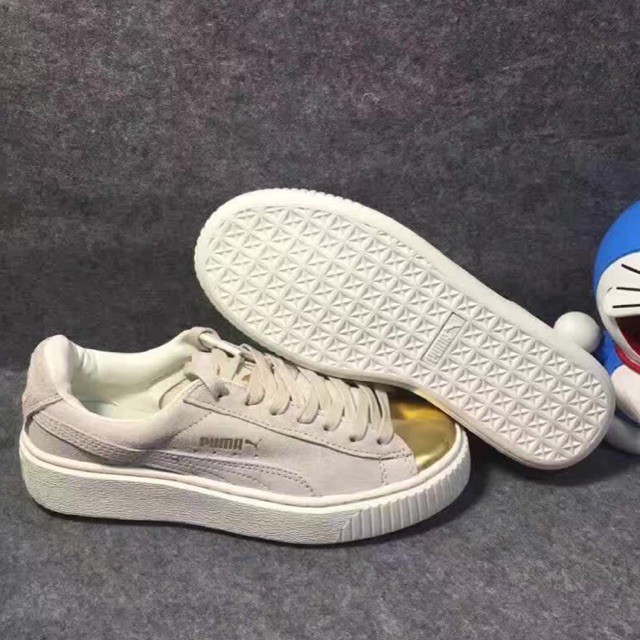 puma suede platform gold toe
