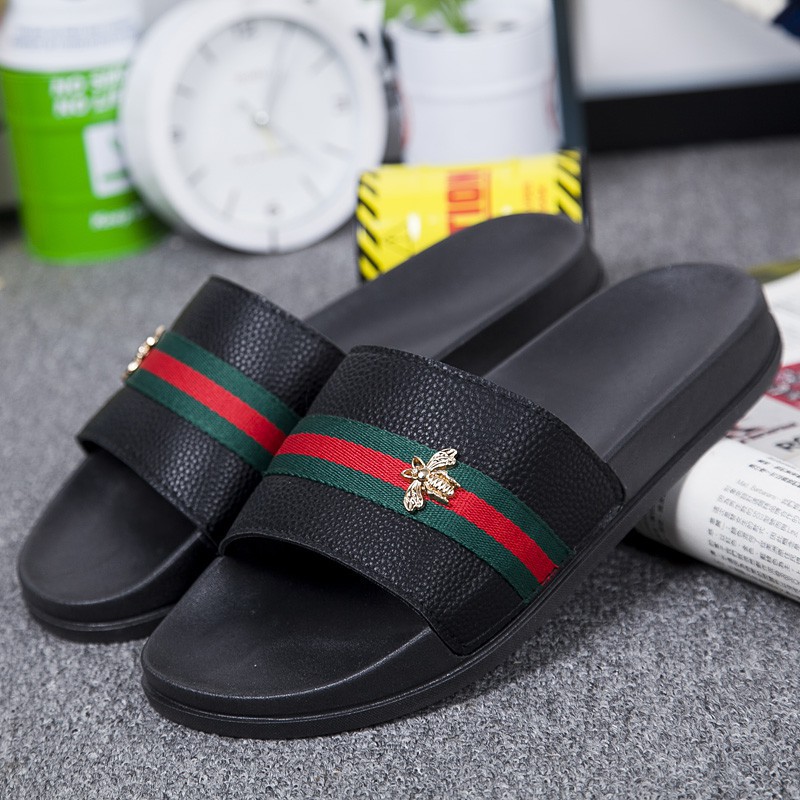 Hot ☟Gucci slippers Men's Casual Sandals Little Bee Style Slipper Male Beach Outdoor Lazy Selipar | Shopee