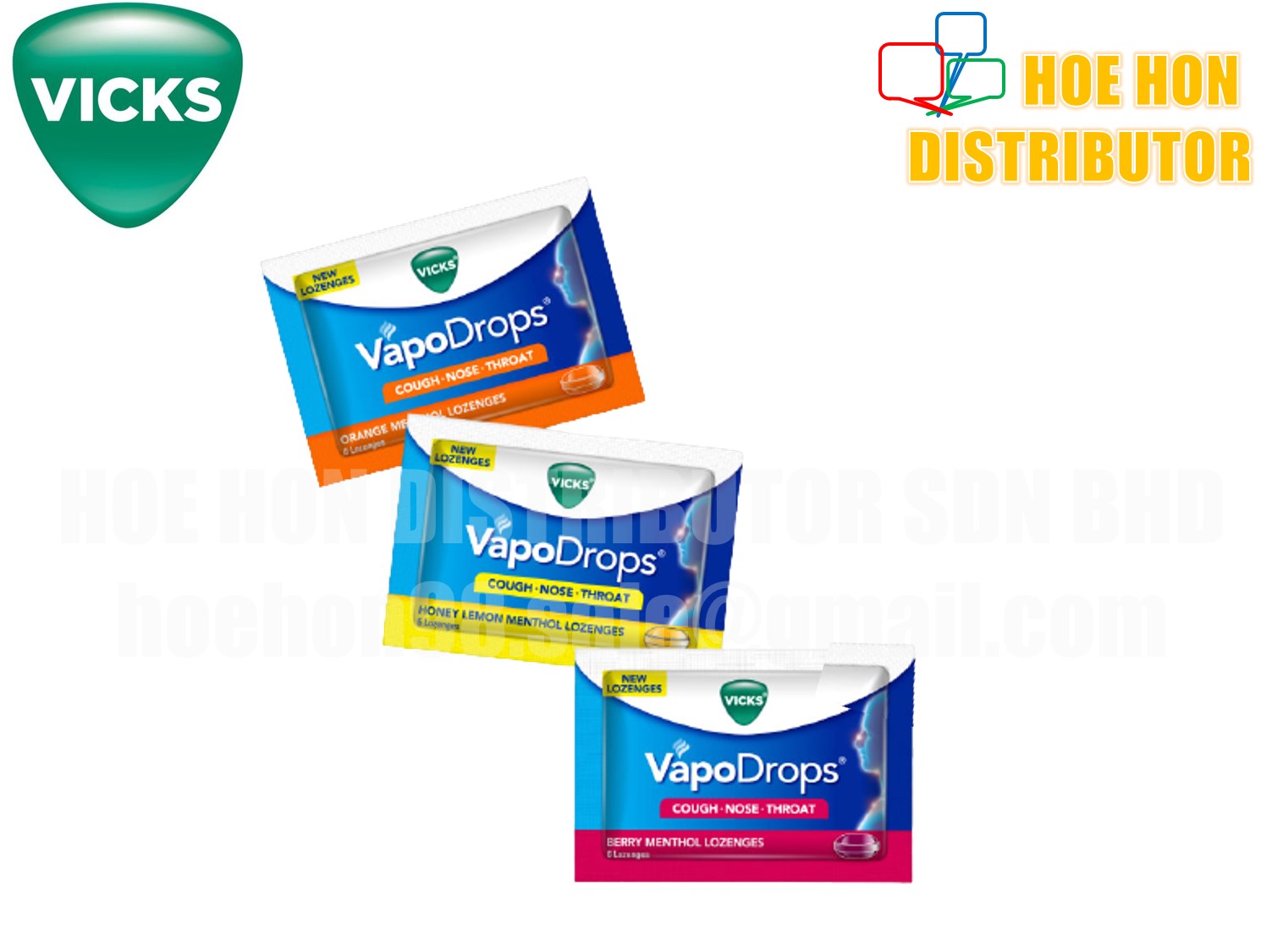 Vicks Vapodrops Cough Nose Block Sore Throat Lozenges Gula Sakit Tekak Batuk