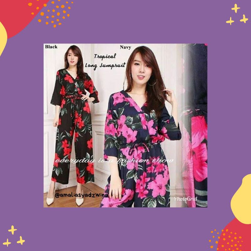 Tropical long jumpsuit