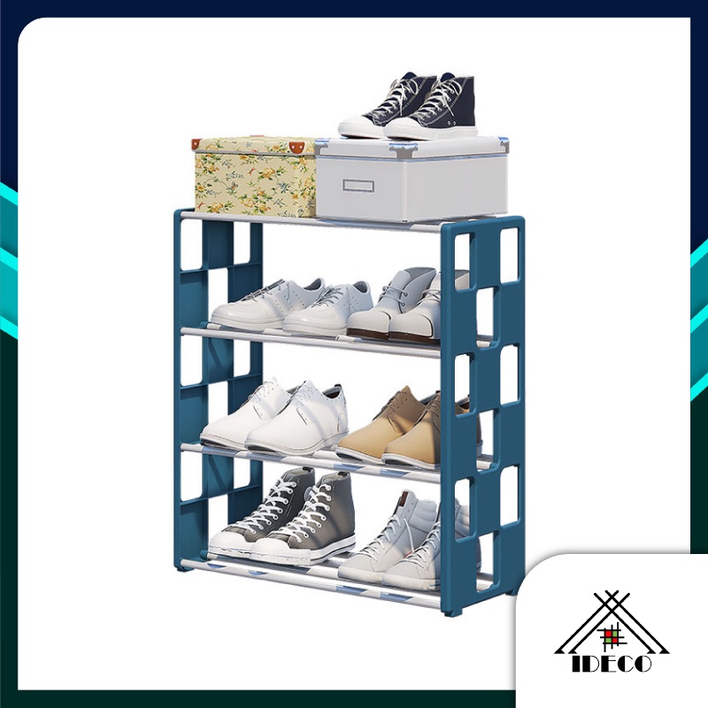 iDECO 4 Tier Shoe Rack Shoe Box Shoe Storage Shoe Organizer Rak Kasut