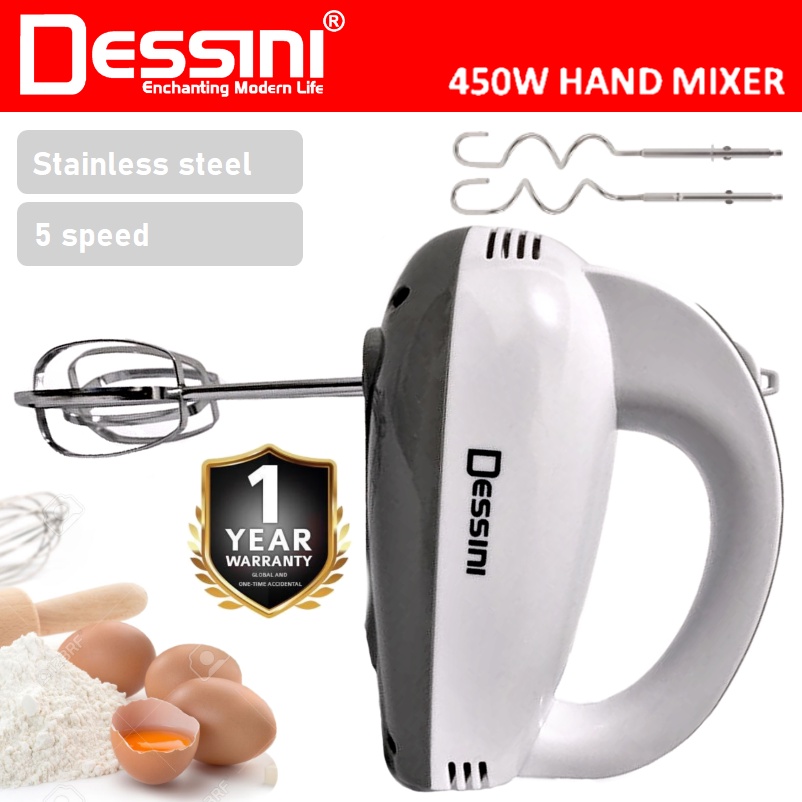 DESSINI ITALY 5 Speed Electric Hand Mixer Egg Beater Blender Grinder Processor Dough Whisk Mesin / Pengadun Bancuh Telur