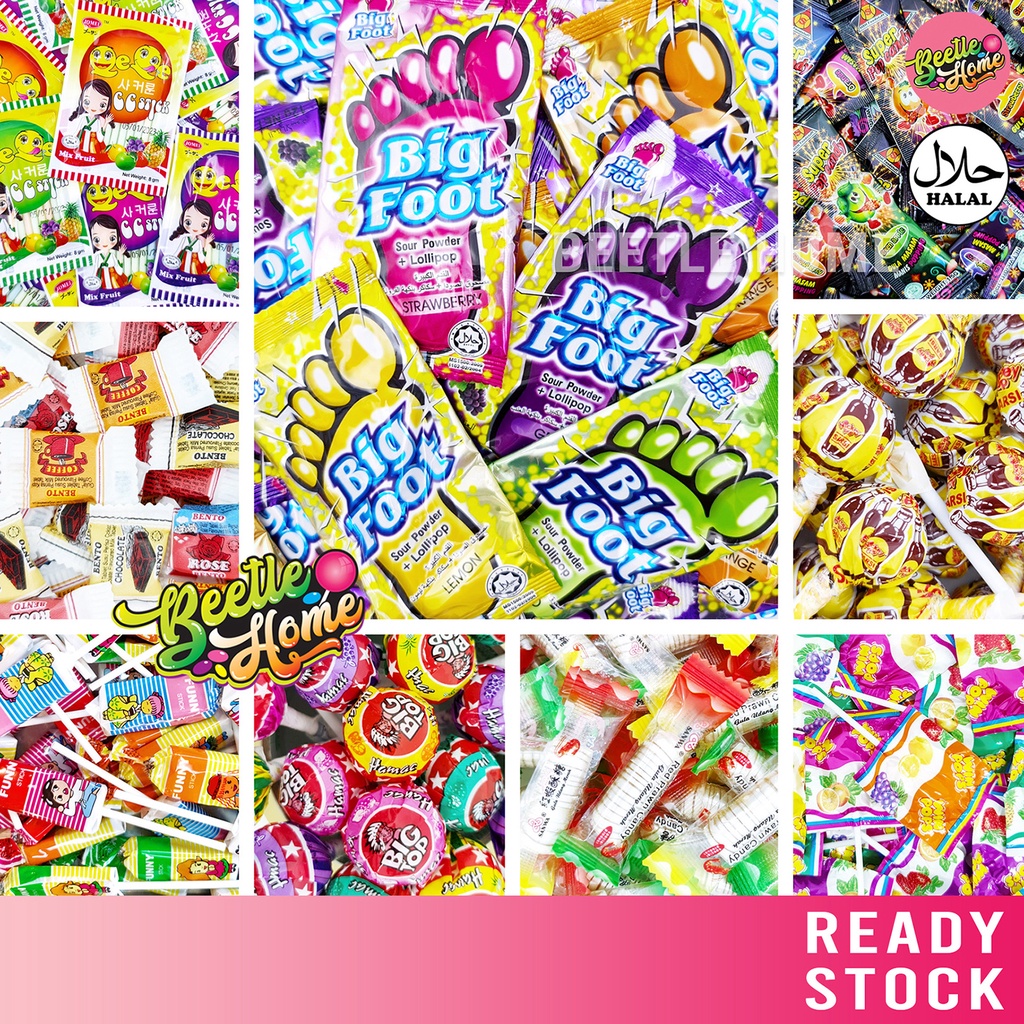 Oldtime Candy Win Pops Lollipop Bigtop Super Pop CC Stick Bento Kopiko Gula Asam Gula-gula Big Foot Sugus Sarsi Belo