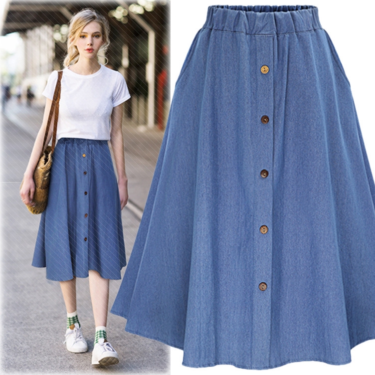 denim long skirts for womens