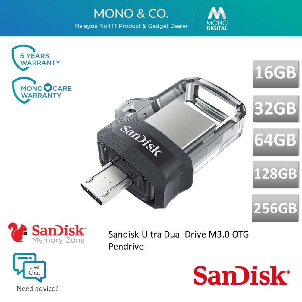 Sandisk 256GB Ultra Dual M3.0 OTG USB Flash Drive/Pendrive SDDD3