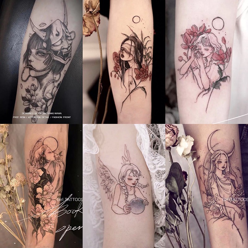 Tattoo Stickerswest Street Gir 30 Tattoo Paste Waterproof Female Lasting Diablo Series Flower Arm Japanese Yamato E Geisha Ins Of The Wind Shopee Malaysia