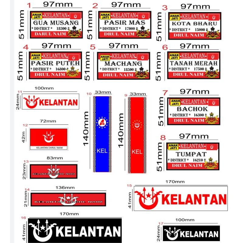 sticker kelantan posc logo waterpoof pvc stickers Shopee Malaysia