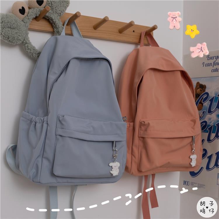 LUCKY CC Japanese-style solid color school bag Korean female college student backpack high school large-capacity backpack日式纯色书包韩国女大学生背包高中大容量背包