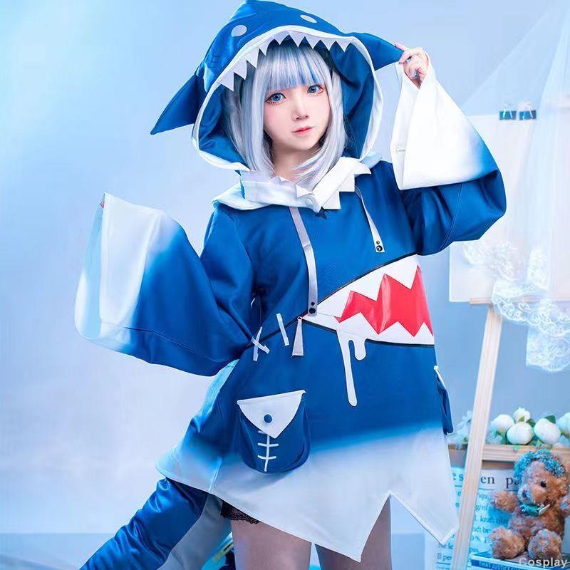 Readystock古拉cos服HololiveEN GwarGura噶呜古拉鲨鱼服cosplay服装女尾巴Gula cos clothing