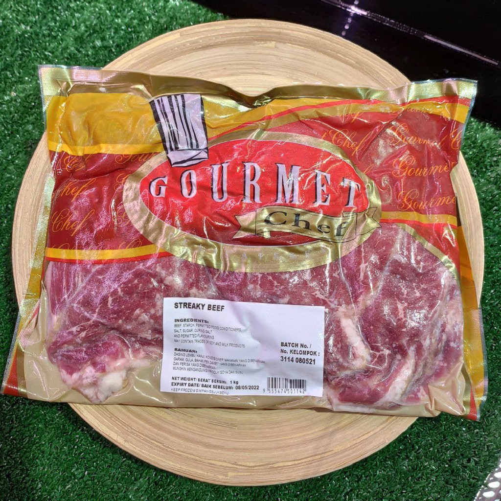 Gourmet Chef Streaky Beef Slice (Beef Bacon) 1kg [HALAL] Shopee Malaysia