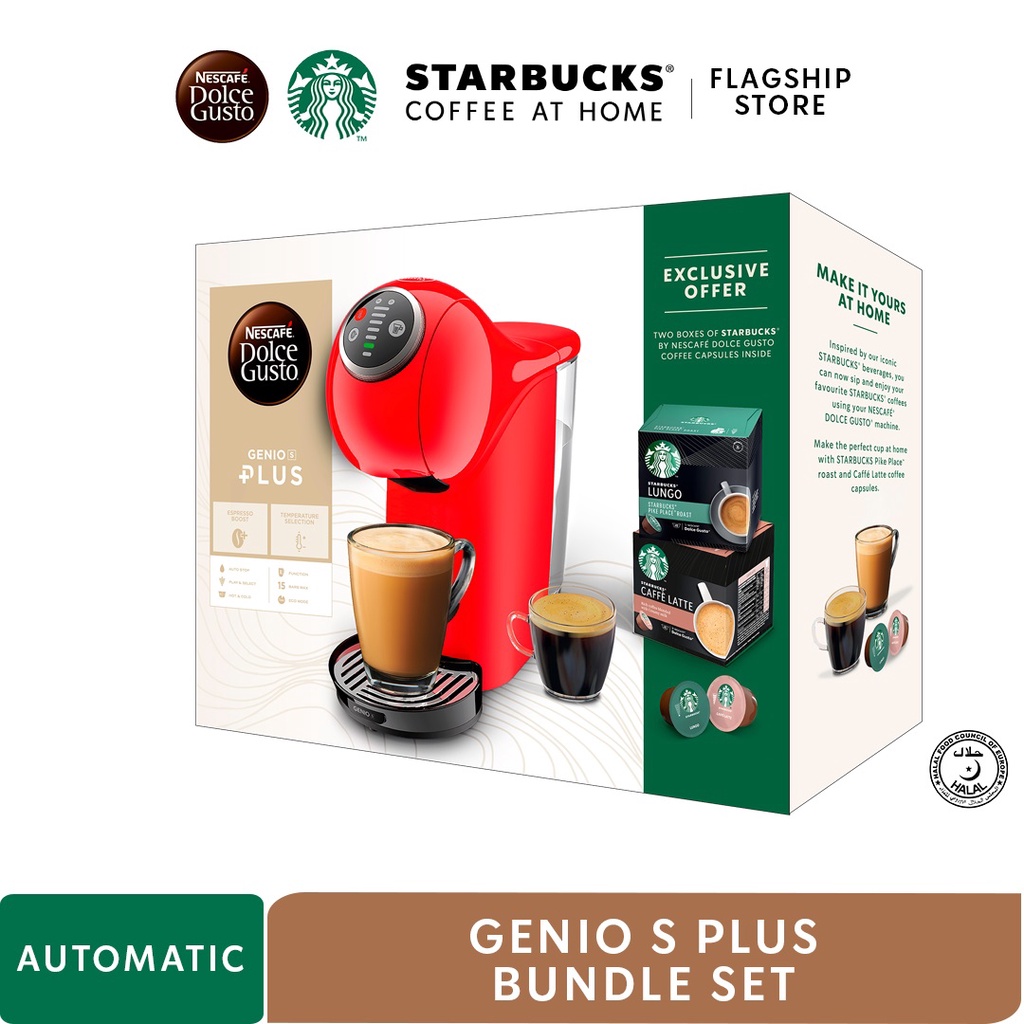 [exclusive Set] Nescafe Dolce Gusto Red Genio S Plus Coffee Machine [pack Of 2] Starbucks