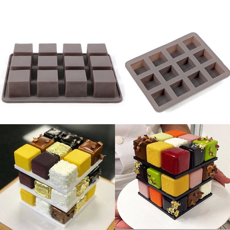 Square Cube Silicone Cake Decorating Moulds Candy Cookies Chocolate