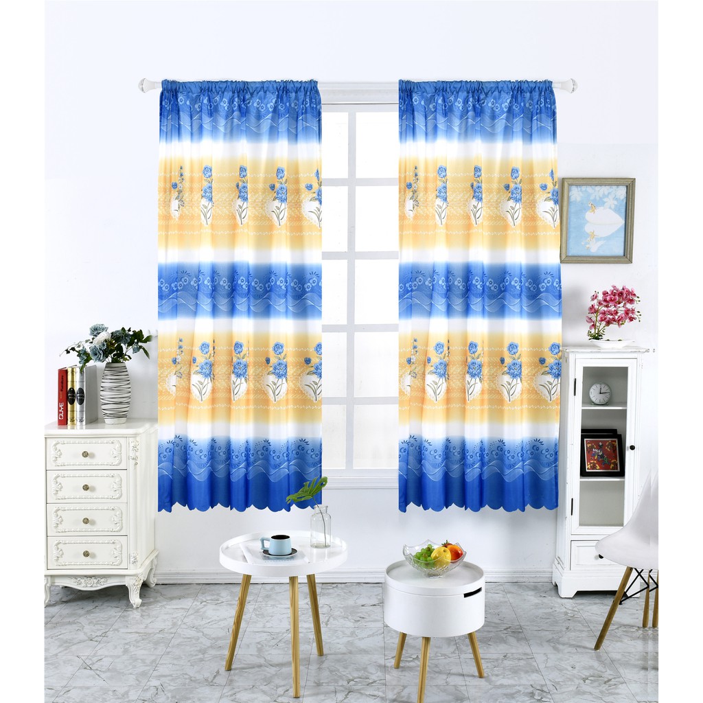 100 200 Pole Curtains Plain Print Strips Rose Short Curtains
