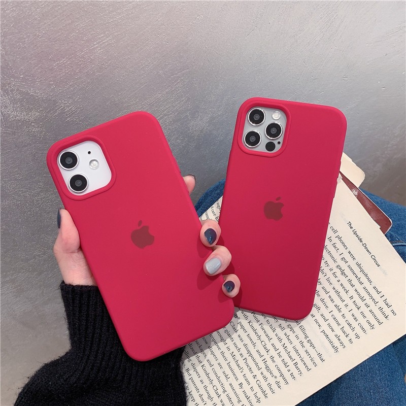 Rose Red Full Coverage Iphone 12 12 Pro Max 12mini 11 Pro Max X Xs Max Xr 7 8 Plus 7 8 Liquid Silicone Phone Case Shopee Malaysia