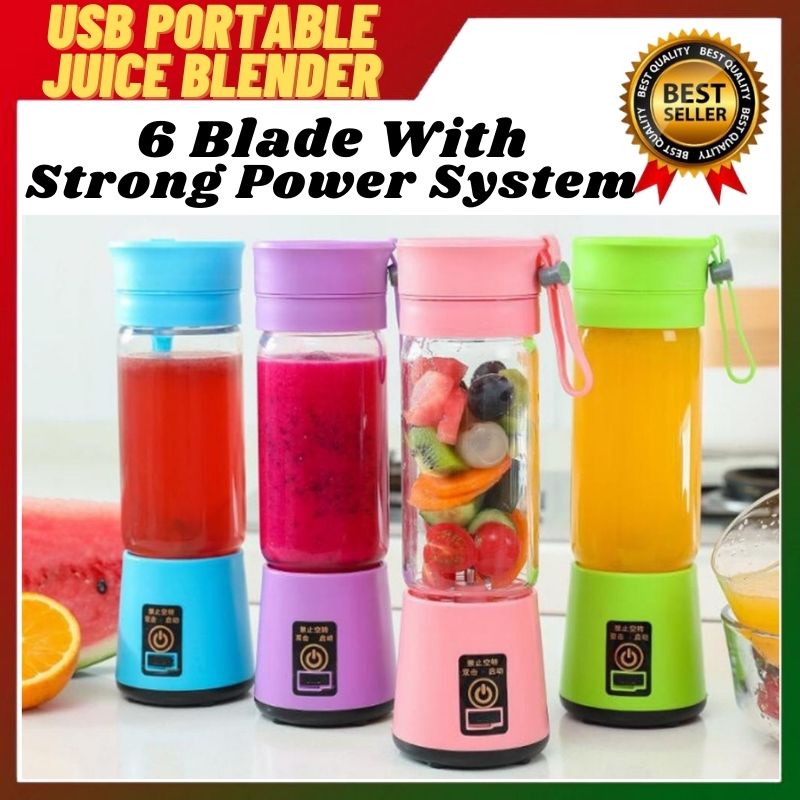 Portable Fruit Juicer Blander Bottle 6 Blades Usb Rechargeable Charging Botol Belender Jus Buah Siap Cas Blander Juicer