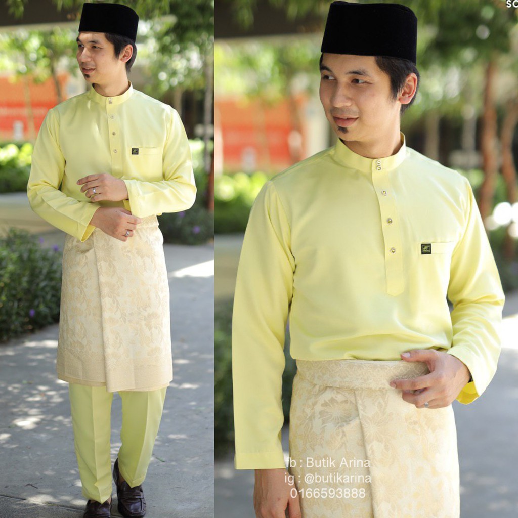 Baju Melayu Moden Kuning Soft Yellow Pastel Yellow Dewasa Bapa Ayah Anak Kanak Kanak Budak Shopee Malaysia