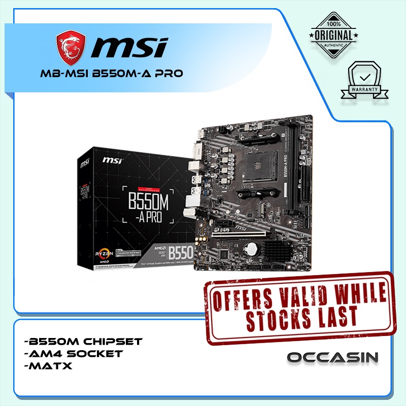 MSI B550MA PRO motherboard (AMD AM4 Socket) Shopee Malaysia