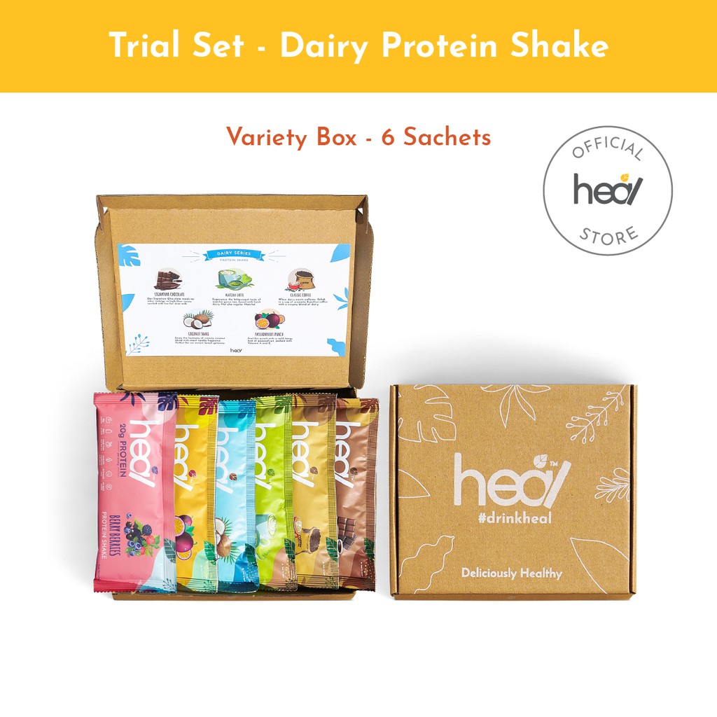 Heal Protein 6 Sachets Variety Box HALAL [ Whey Protein / Pea Protein
