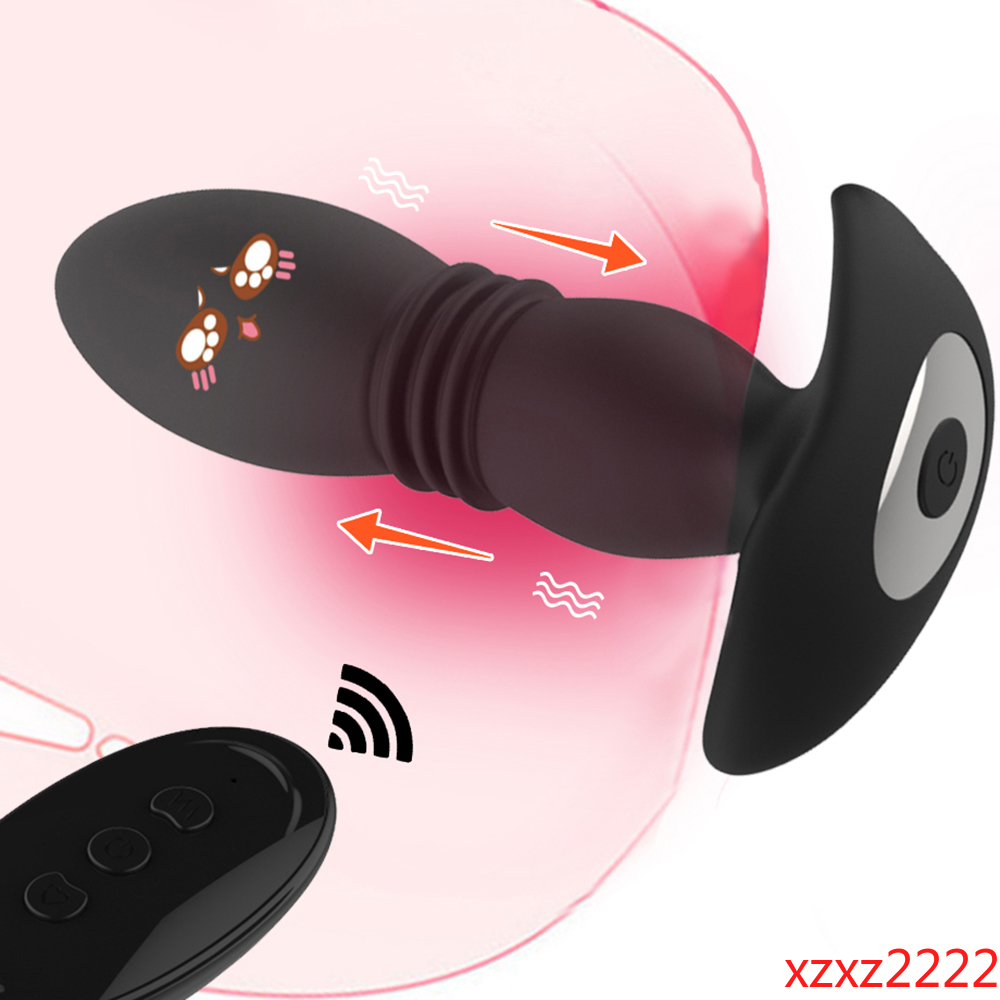 E 12speed Anal Telescopic Vibrator Male Prostate Massage Butt Plug Wireless Remote Telescopic