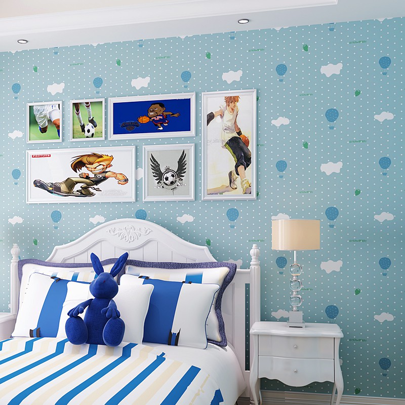 Cute Cartoon Children S Room Non Woven Wallpaper Blue Boy Bedroom Wallpaper Girl