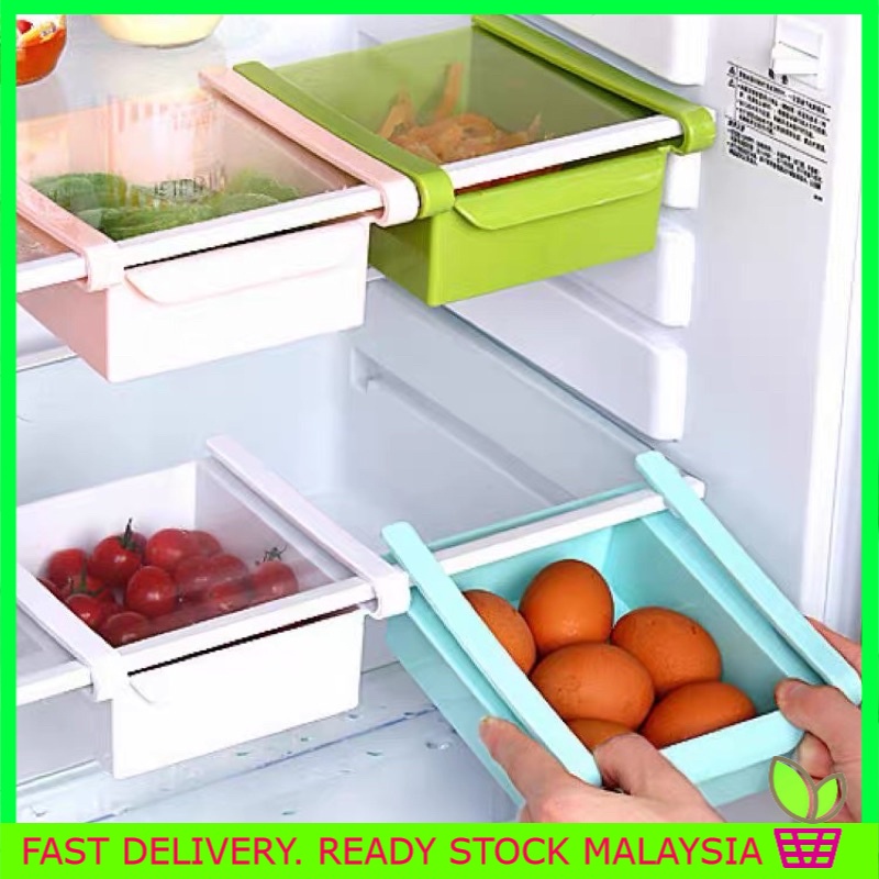 Kitchen Refrigerator Storage Boxs Food Fresh Spacer Layer Rack Pull-out ...