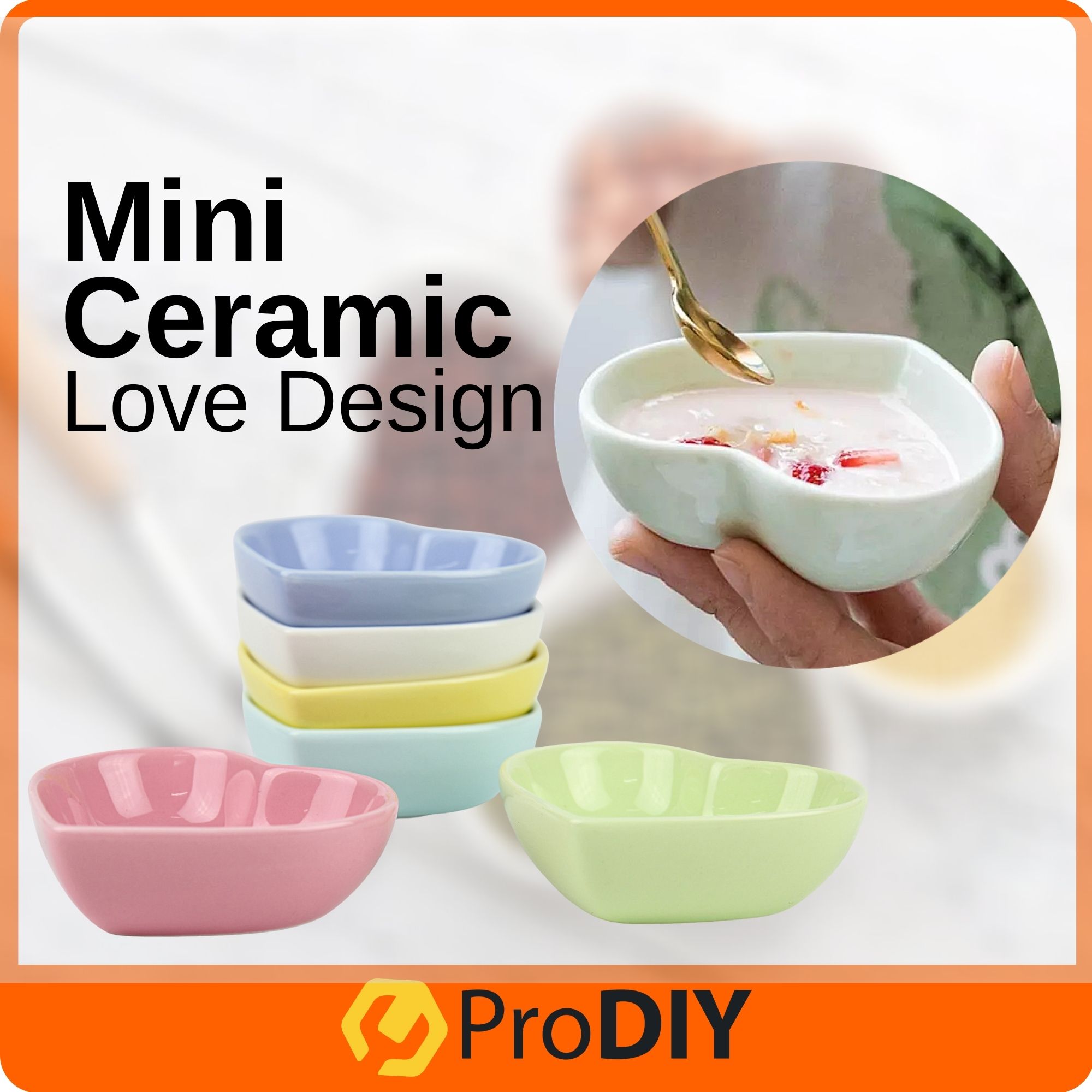 Love DIP Sauce Sauce Ceramic 5333 Mangkuk Tempat Letak Sos Seramik - Random color (1pcs)