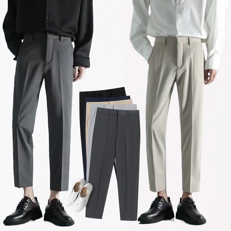 2022 Seluar Slack Lelaki Formal Pants Korean Khaki Casual Straight Cut ...