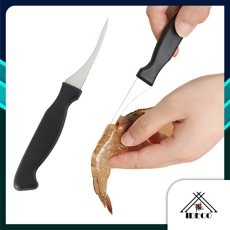 iDECO Stainless Steel Shrimp Opener to Shrimp Line Clean up Prawn Cutter Knife Open Shrimp Peeler