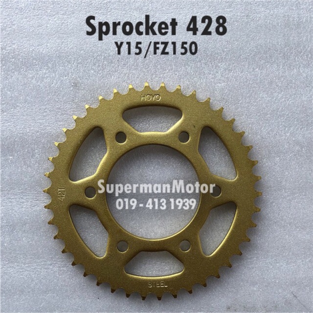 Y15 Zr Fz150 Rear Sprocket Steel 415 37t To 42t Gold Sss