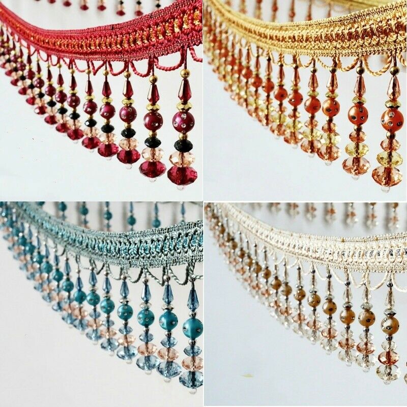 1m Briaded Hanging Beads Curtain Tassel Fringe Trimmings Applique