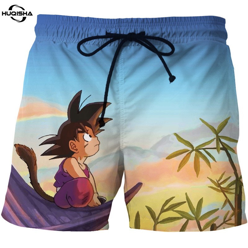 Dragon Ball Z Goku Men's Shorts Summer Island Vacation Beach Shorts Baggy 3D Printed Casual Loose Running Sport Shorts