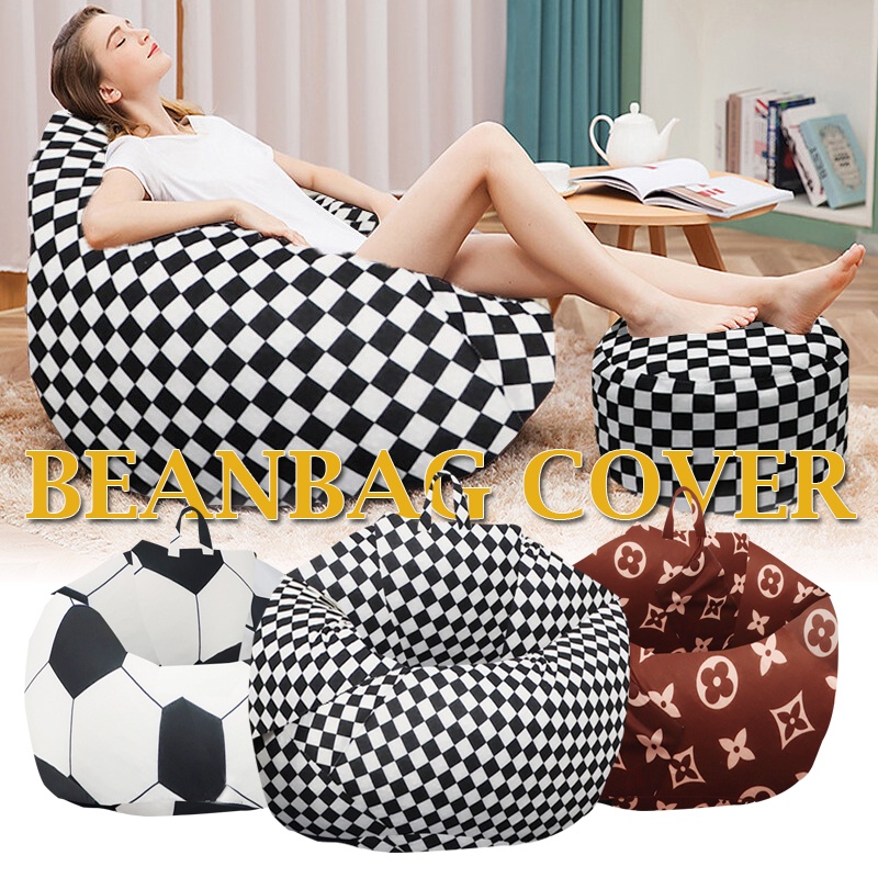 Footbal Print bean bag【ONSALE】S/M/L /XL sofa bean Stylish Bedroom Furniture Solid Color Single Bean Bag Lazy Sofa Cover DIY Filled Inside