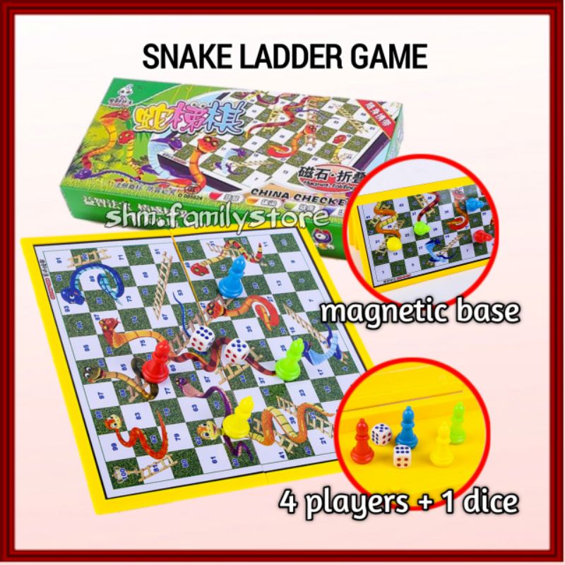 Folding Magnetic Magnet Snake Ladders Game Multiplayer Board Game Dam ...