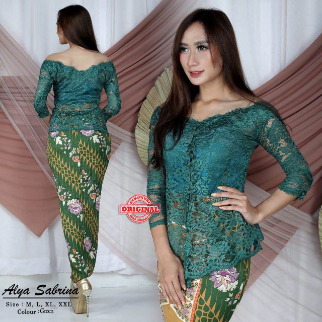 SET KEBAYA ALYA SKIRT BELAH  TEPI  Shopee Malaysia