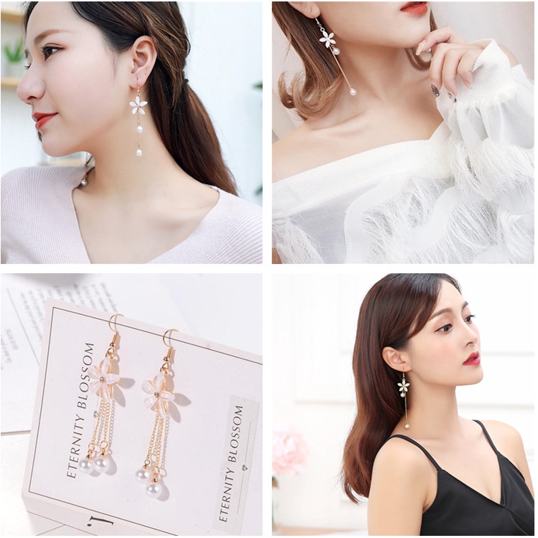 Elegant Geometry Long Tassel Flower Drop//Dangle Ear Stud Earrings Women Jewelry