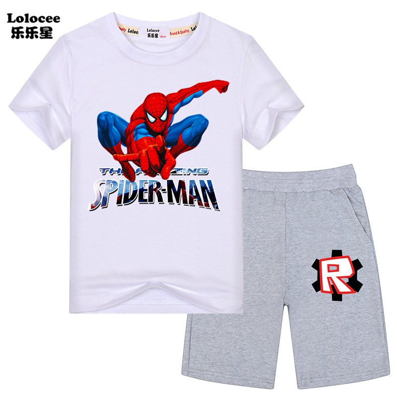 Boys Cartoon Tees Spiderman T Shirts Roblox Shorts Boys Sets Graphic Tees Sets Shopee Malaysia - roblox t shirt spiderman