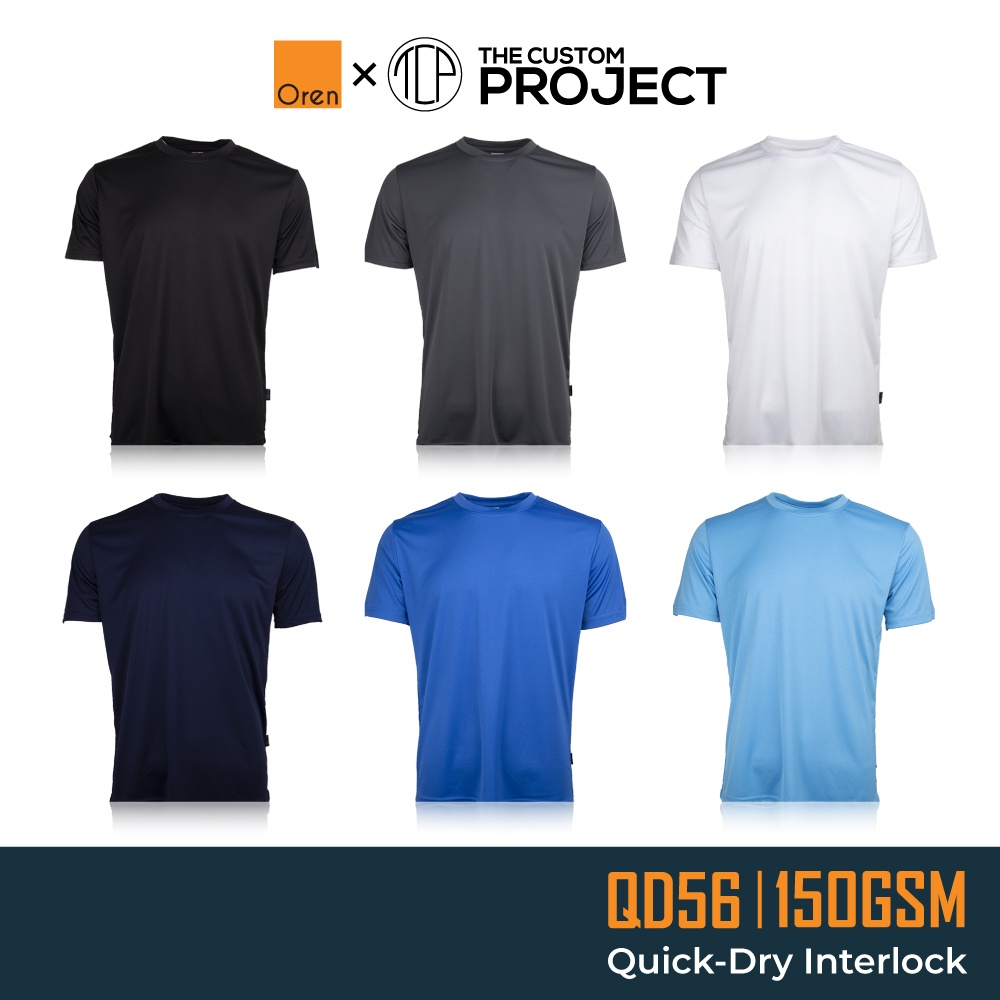 Oren Sport 150GSM Quick Dry Interlock Round Neck Plain TShirt QD56 Black/Dark Grey/White/Navy