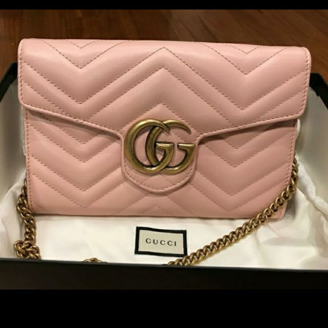 gucci marmont matelasse wallet on chain