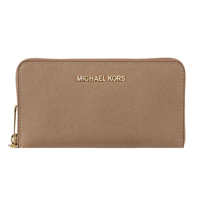 Michael Kors Jet Set Travel Saffiano Leather Continental Wallet - Dark Dune  | Shopee Malaysia