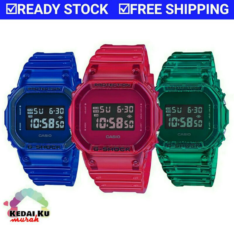 g shock petak jelly biru