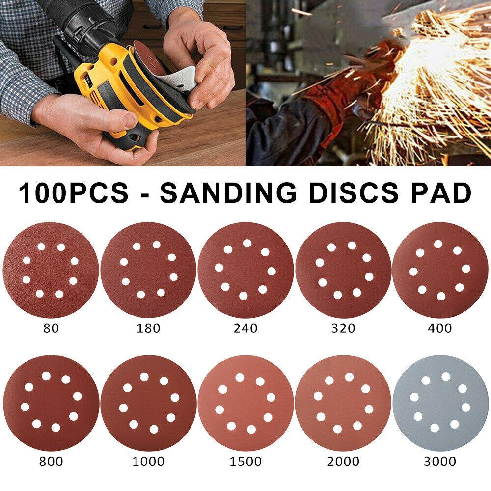 100PCS Sanding Discs Pad 125mm Sanding Discs Pads 803000 Mixed Orbital