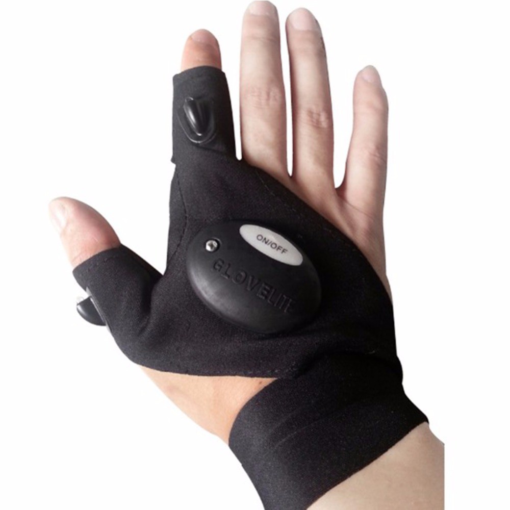 US STOCK Anti-Slip Half Finger Fishing LED Gloves for Light Repairing Outdoor