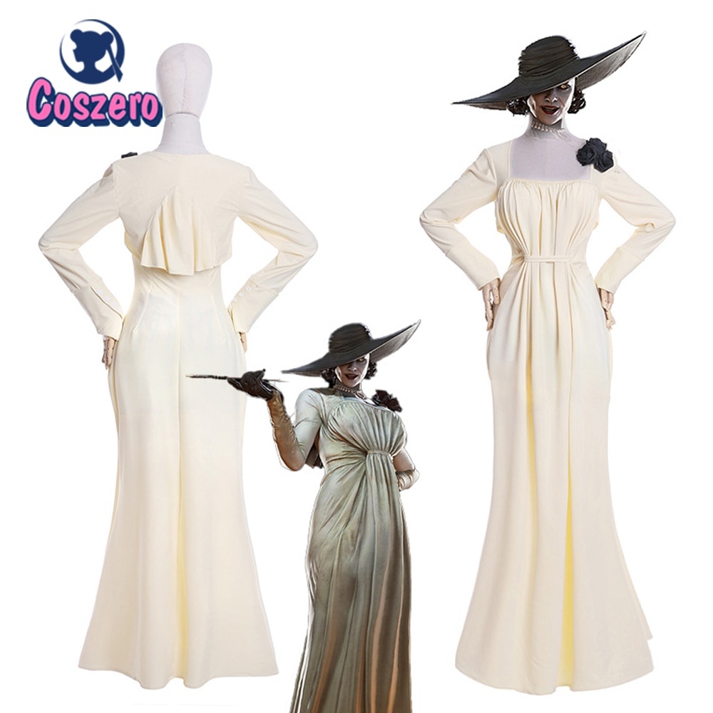 Alcina Dimitrescu White Dress Cosplay Costume Village Chatelain Alcina 8114