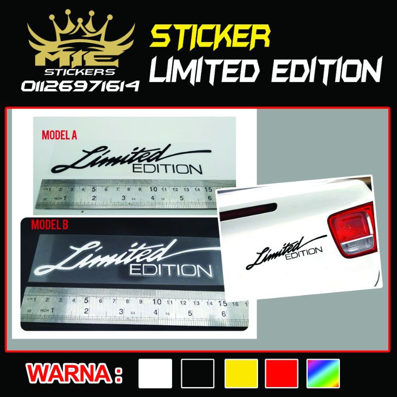 Sticker kereta Limited Edition ((Cutting Sticker)) Shopee Malaysia